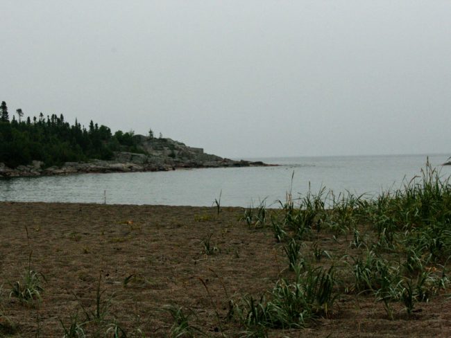 Empty sandy beach in Terrace beach, Lake Superior.